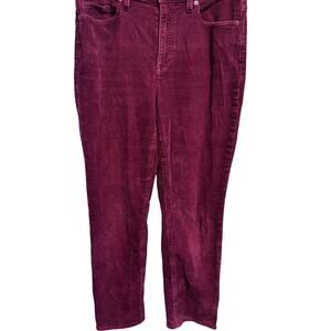 Lands' End Women's Burgandy Maroon Corduroy Straight Leg Mid Rise Jeans Pants 8